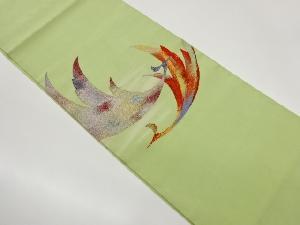 綴れ抽象鳥模様織出し名古屋帯